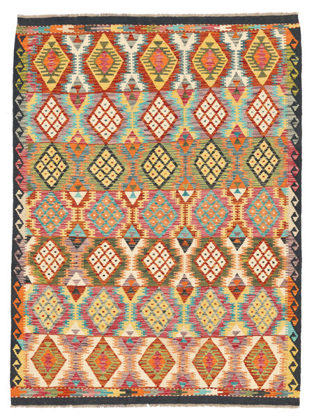  177X238 Kelim Afghan Old Stil Teppich Orange/Schwarz Afghanistan Carpetvista
