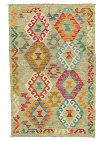  Kilim Afghan Old Style Tappeto 100X154 Di Lana Verde Scuro/Giallo Scuro Piccolo Carpetvista