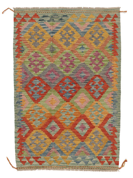 Alfombra Oriental Kilim Afghan Old Style 100X151 Marrón/Verde Oscuro (Lana, Afganistán)