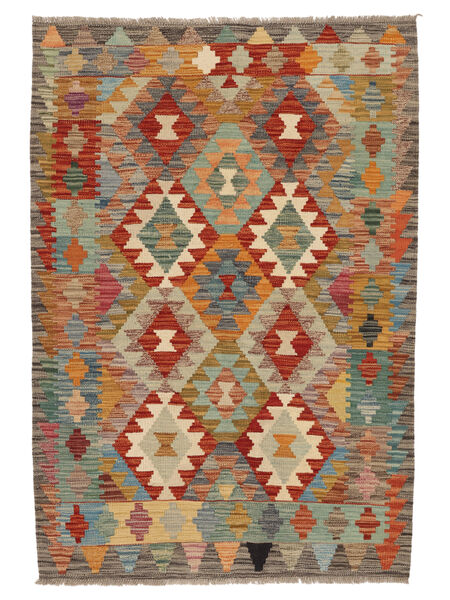  102X147 Kelim Afghan Old Style Matot Matto Ruskea/Tummanpunainen Afganistan Carpetvista