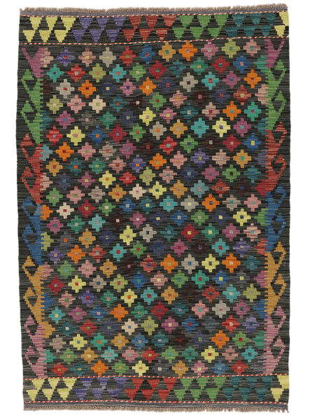 105X153 Kelim Afghan Old Style Vloerkleed Oosters Zwart/Donkerrood (Wol, Afghanistan) Carpetvista