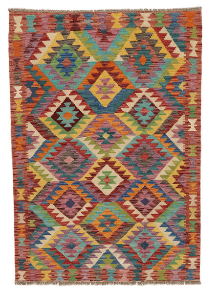 100X143 Tapis Kilim Afghan Old Style D'orient Rouge Foncé/Noir (Laine, Afghanistan) Carpetvista