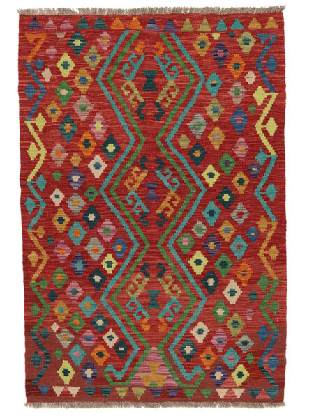  98X144 Kelim Afghan Old Style Matot Matto Tummanpunainen/Tummanvihreä Afganistan Carpetvista