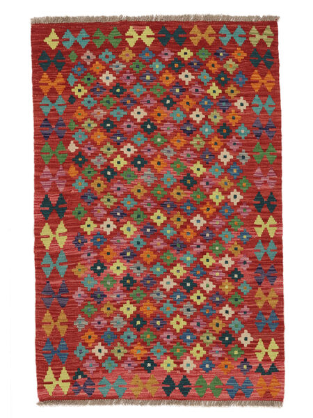 99X155 Kelim Afghan Old Stil Teppich Orientalischer Dunkelrot/Schwarz (Wolle, Afghanistan) Carpetvista