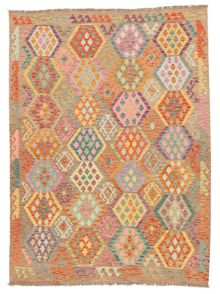  Kilim Afghan Old Style Rug 209X288 Wool Brown/Orange Carpetvista