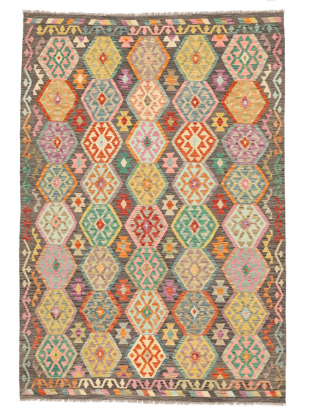 201X292 Tapete Oriental Kilim Afegão Old Style Castanho/Laranja (Lã, Afeganistão) Carpetvista