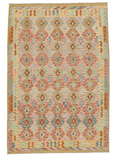  Kilim Afghan Old Style Rug 209X301 Wool Brown/Orange Carpetvista