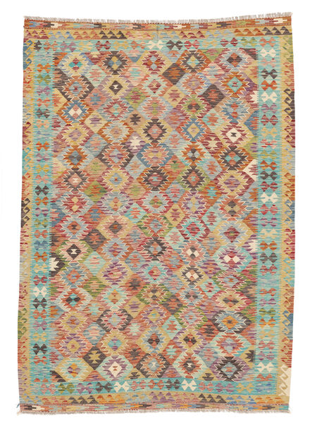 202X287 Tapete Oriental Kilim Afegão Old Style Castanho/Verde (Lã, Afeganistão) Carpetvista