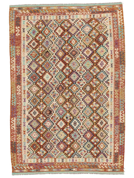 198X296 Tapete Kilim Afegão Old Style Oriental Castanho/Verde (Lã, Afeganistão) Carpetvista