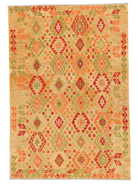  Kilim Afghan Old Style Rug 208X302 Wool Orange/Red Carpetvista
