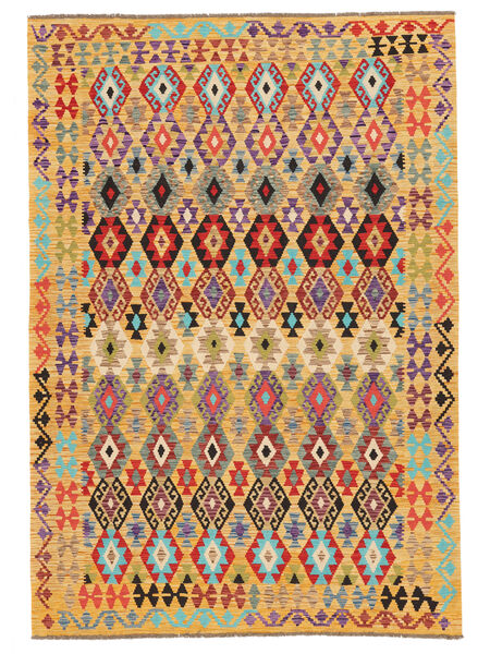 絨毯 オリエンタル キリム アフガン オールド スタイル 211X300 オレンジ/ダークレッド (ウール, アフガニスタン)