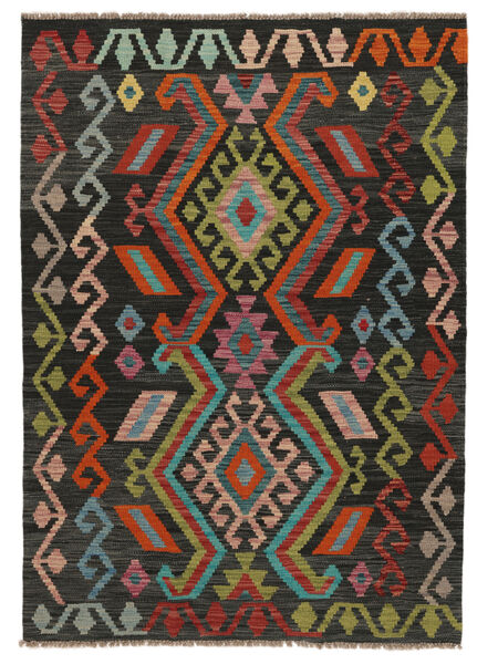 絨毯 キリム アフガン オールド スタイル 104X146 ブラック/ダークレッド (ウール, アフガニスタン)