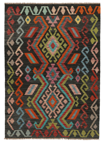  104X146 Kilim Afghan Old Style Rug Black/Dark Red Afghanistan Carpetvista