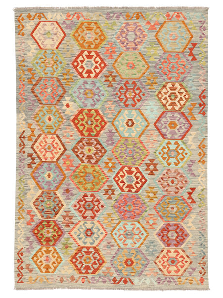  Kelim Afghan Old Stil Teppich 204X293 Braun/Beige Carpetvista