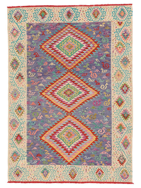 絨毯 キリム アフガン オールド スタイル 210X291 オレンジ/茶色 (ウール, アフガニスタン)