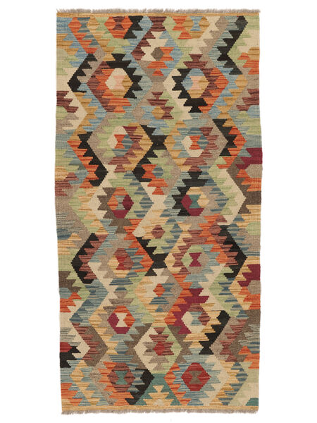 85X187 絨毯 キリム Ariana Trend モダン 廊下 カーペット 茶色/グリーン (ウール, アフガニスタン) Carpetvista