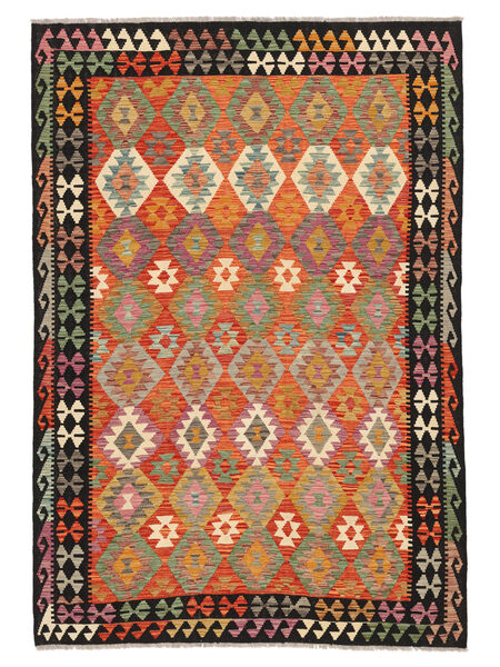 204X295 Kilim Afghan Old Style Rug Oriental Brown/Black (Wool, Afghanistan) Carpetvista