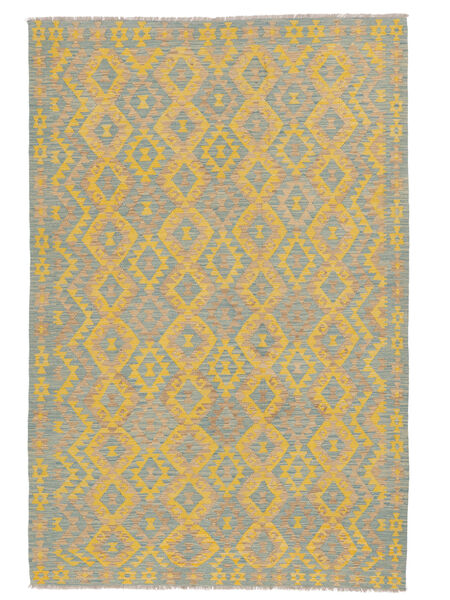 206X308 Kelim Afghan Old Stil Teppich Orientalischer Orange/Grün (Wolle, Afghanistan) Carpetvista