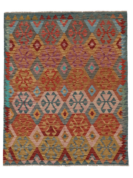  Kelim Afghan Old Style Matot 150X183 Villamatto Ruskea/Tummanpunainen Pieni Matto Carpetvista
