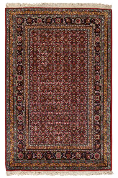 100X150 絨毯 タブリーズ 50 Raj オリエンタル ブラック/ダークレッド (ウール, ペルシャ/イラン)