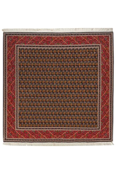 Täbriz 50 Raj Teppich 200X202 Quadratisch Schwarz/Braun Wolle, Persien/Iran
