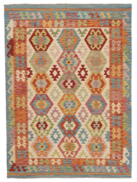 Kelim Afghan Old Stil Teppich 179X247 Grün/Dunkelrot Wolle, Afghanistan Carpetvista