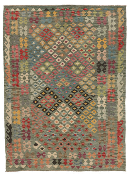 181X244 絨毯 オリエンタル キリム アフガン オールド スタイル 茶色/ダークイエロー (ウール, アフガニスタン) Carpetvista