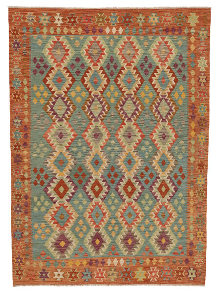 Kilim Afegão Old Style Tapete 177X248 Lã Castanho/Verde Carpetvista