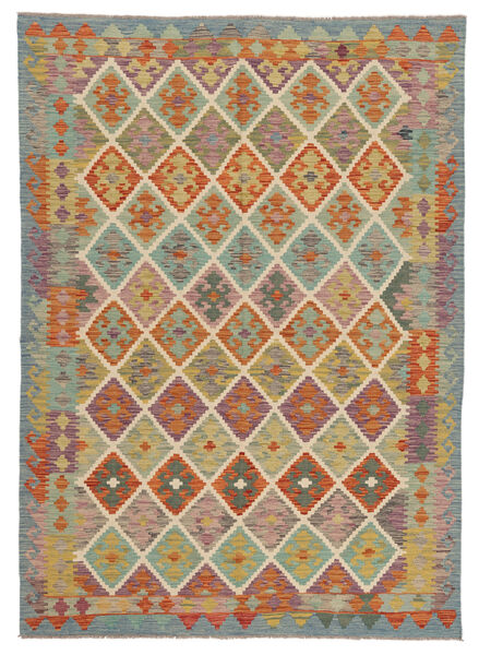 177X247 Tapis Kilim Afghan Old Style D'orient Marron/Vert Foncé (Laine, Afghanistan) Carpetvista