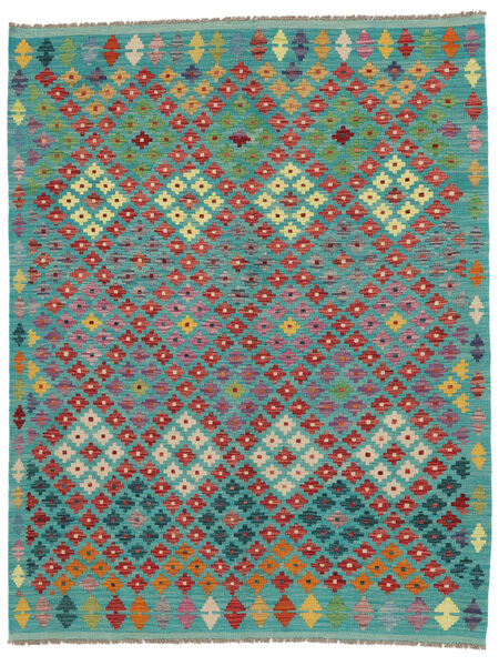  Orientalisk Kelim Afghan Old Style Matta 158X202 Grön/Mörkturkos Ull, Afghanistan Carpetvista