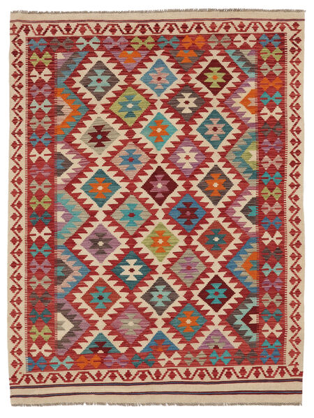  Orientalisk Kelim Afghan Old Style Matta 151X200 Mörkröd/Orange Ull, Afghanistan Carpetvista