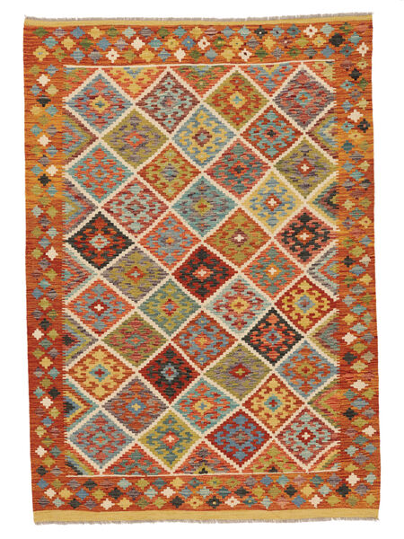  Kelim Afghan Old Style Matot 170X247 Ruskea/Tummanpunainen Carpetvista