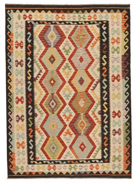 175X242 Kelim Afghan Old Style Vloerkleed Oosters Oranje/Zwart (Wol, Afghanistan) Carpetvista