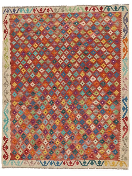 絨毯 オリエンタル キリム アフガン オールド スタイル 156X196 ダークレッド/オレンジ (ウール, アフガニスタン)