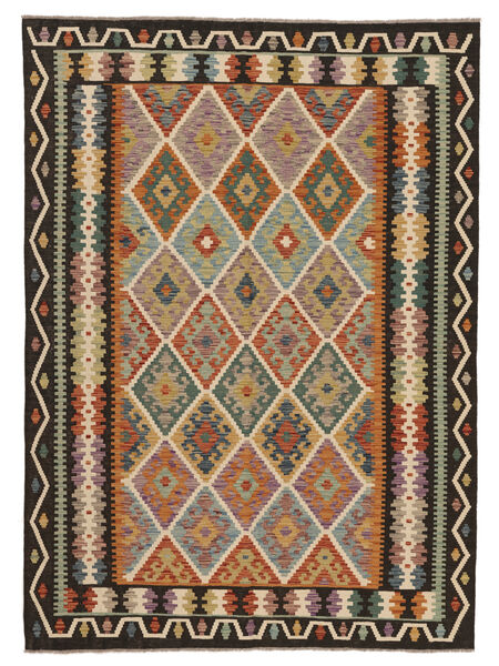 180X247 Kelim Afghan Old Style Teppe Orientalsk Brun/Svart (Ull, Afghanistan) Carpetvista