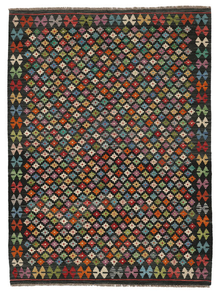  Kelim Afghan Old Stil Teppich 157X210 Schwarz/Dunkelrot Carpetvista