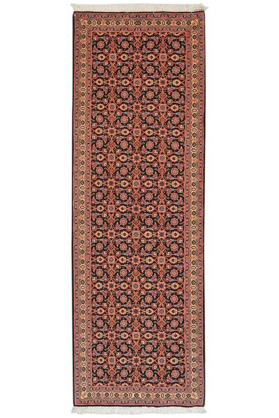 65X197 Tapete Oriental Tabriz 50 Raj Passadeira Vermelho Escuro/Preto (Lã, Pérsia/Irão)