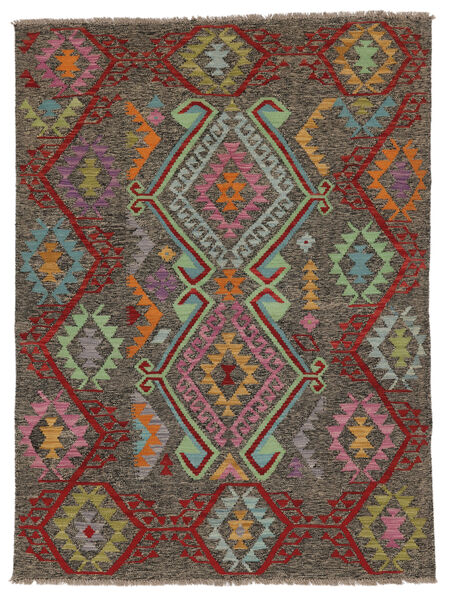 147X199 Kelim Afghan Old Stil Teppich Orientalischer Schwarz/Dunkelrot (Wolle, Afghanistan) Carpetvista