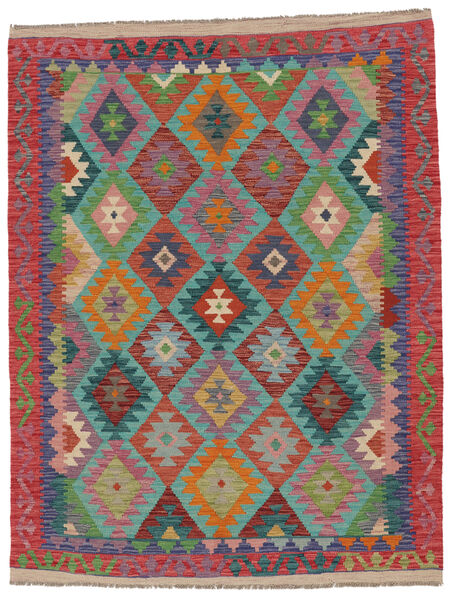 Kelim Afghan Old Stil Teppich 152X199 Dunkelrot/Braun Wolle, Afghanistan Carpetvista