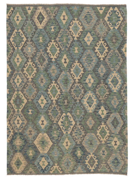  Kilim Afghan Old Style Rug 178X251 Wool Green/Dark Green Carpetvista