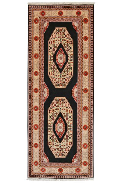 75X202 絨毯 オリエンタル タブリーズ 50 Raj 廊下 カーペット 茶色/ブラック (ウール, ペルシャ/イラン)