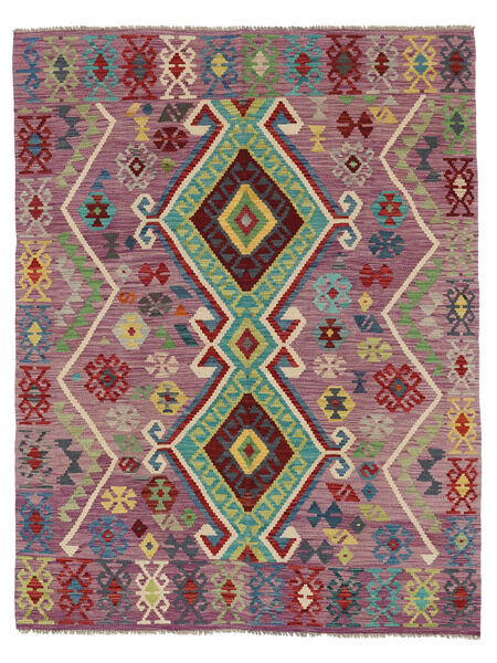 Kelim Afghan Old Stil Teppich 154X199 Dunkelrot/Dunkelgrau Wolle, Afghanistan Carpetvista