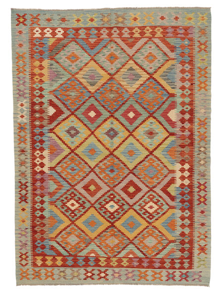  Orientalischer Kelim Afghan Old Stil Teppich 174X246 Dunkelrot/Braun Wolle, Afghanistan Carpetvista