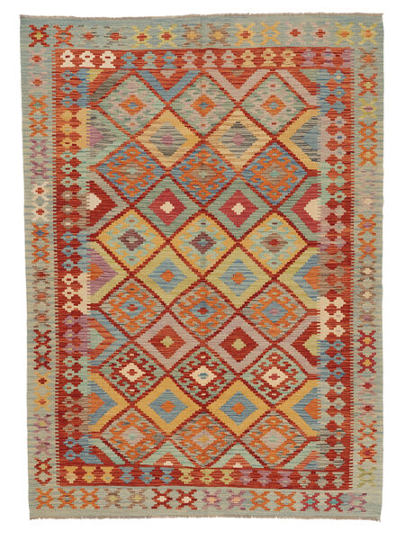  Orientalsk Kelim Afghan Old Style Teppe 174X246 Mørk Rød/Brun Ull, Afghanistan Carpetvista