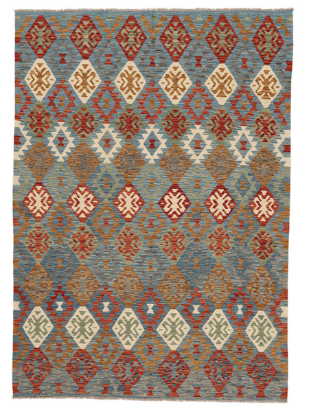 174X248 Tapis Kilim Afghan Old Style D'orient Rouge Foncé/Gris Foncé (Laine, Afghanistan) Carpetvista