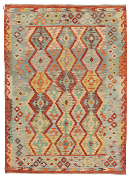 179X240 Kilim Afghan Old Style Rug Oriental Green/Orange (Wool, Afghanistan) Carpetvista