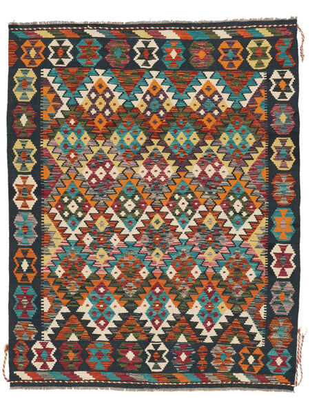 151X192 Tapis Kilim Afghan Old Style D'orient Noir/Rouge Foncé (Laine, Afghanistan) Carpetvista