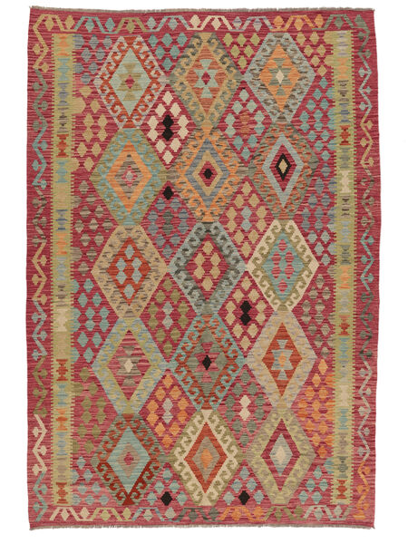 182X266 Tapete Kilim Afegão Old Style Oriental Castanho/Vermelho Escuro (Lã, Afeganistão) Carpetvista