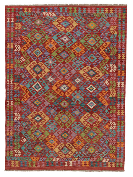 183X247 Tappeto Orientale Kilim Afghan Old Style Rosso Scuro/Verde Scuro (Lana, Afghanistan) Carpetvista
