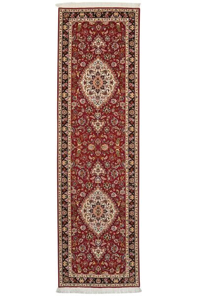  Tabriz 50 Raj Rug 86X298 Persian Wool Brown/Dark Red Small